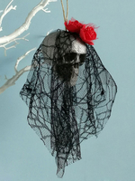 Décorations dHalloween Fibre de polyester rouge Rose Crâne Décorations effrayantes