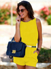 Deep Bleu Romper 2021 Sans Manches Arrièreless Ceinture Cotton Combishort Femmes