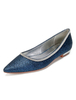 Deep Blue Mother Shoes paillettes bout pointu strass Slip On Chaussures de mariage plat
