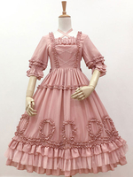 Demi-manches Lolita One Piece Robes Lolita Sweet OP Robe Croix avant Déguisements Halloween
