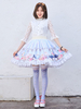 Dentelle Sweet Lolita SK Jupes Lolita à imprimé floral bleu ciel clair