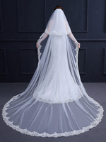 Dentelle voile de mariée cathédrale cascade écru blanc appliques longues voiles de mariée