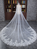 Dentelle voile Ivoire dentelle ovale moniste appliques bord Sequin mariée cathédrale voile avec peigne de mariage