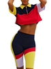 Des années 1970 Costume rétro Cosplay Femmes Rouge manches courtes Sweat Suit Set Halloween Déguisement Années 80