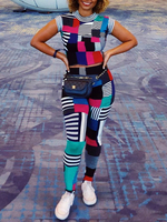 Des années 1970 Costume rétro Costumes femmes Noir manches courtes haut et pantalon rétro ensemble Halloween Costumes Déguisement Années 80
