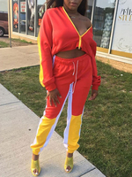 Des Années 1970 Rétro Costumes Femmes Rouge Manches Longues Veste Pantalon Survêtement Halloween Déguisement Années 80