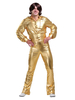 Des années 1970 rétro Costumes Hommes Blonds Métallisé Manches Longues Bomber Jacket avec Pantalon Disco Costume Halloween Déguisement Années 80
