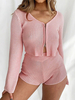 Deux ensembles de pièces rose manches longues en coton Mélange Top avec un pantalon