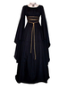 Déguisement Carnaval - Costume de Vintage en polyester manches longues noire gothique pour adultes pour femme Déguisements Halloween
