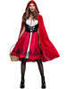 Déguisement Carnaval -Costumes de vacances pour femmes Costume de chaperon rouge imprimé Robe Déguisements Halloween