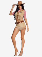 Déguisement Halloween Ensemble Fête Vintage Marron Clair Costumes De Cow-Girl