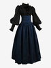 Déguisement Médiéval Rétro Noirs Costume Marie Antoinette Femme Volants Polyester Ensemble Jupe Haut Costume Royal 18ème Siècle