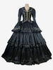 Déguisement Médiéval Rétro Robe Noirs Volants Haut En Polyester Ensemble Rétro Femme Marie Antoinette Costume Mascarade Robe De Bal