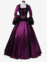 Déguisement Médiéval Rétro Violets Dentelle Polyester Robe Tunique Rétro Femme Marie Antoinette Costume Mascarade Robe De Bal