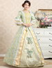 Déguisement Robe De Soirée Médiéval Bal Robe Jacquard Floral Vert Volant Royal De Costumes Rétro Vintage Princesse Costume Halloween