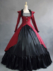 Déguisement Robe De Soirée Médiéval Costume De Robe Victorienne Manches Longues Robe De Bal Rouge Bouton À Volants Pour Femmes 18ère Victorienne Vêtements Rétro Carnaval