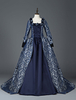 Déguisement Robe De Soirée Médiéval Costume Rétro Femme Marie-Antoinette Robe De Bal À Imprimé Floral En Satin Mat Halloween