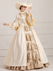 Déguisement Robe De Soirée Médiéval Costumes Rétro Champagne Brodé Polyester Marie-Antoinette Ensemble Robe Rétro 18ᵉ Siècle