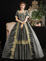 Déguisement Robe De Soirée Médiéval Princesse Robes Gris Costumes Rétro Femmes Dentelle Floral Marie Antoinette Costume Robe Déguisements Halloween