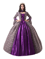 Déguisement Robe De Soirée Médiéval Princesse Robes Raisin Costumes Rétro Epoque Victorienne Style Satin Mat Déguisements Halloween Robe À Volants À Lacets Femmes Vêtements Vintage