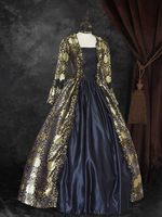Déguisement Vintage Robe Gothique Soirée Costume Marie Antoinette Noir Or