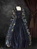Déguisement Vintage Robe Noire Gothique Soirée Costume Marie Antoinette Col Carré 18ème Siècle