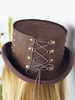 Déguisements Halloween chapeau Steampunk Brown Beaded Lace Up accessoires Steampunk plat chapeau haut de forme féminine Déguisements Halloween
