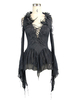 Déguisements Halloween Costume Gothique Femmes Noir Jacquard Retro Haut à Manches Longues