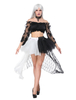 Déguisements Halloween Costume Gothique Femmes Noir Vintage Tulle Haut Bas Jupe Et Haut