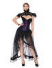 Déguisements Halloween Costume gothique pourpre femmes jupe asymétrique et corset Cincher