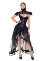 Déguisements Halloween Costume gothique pourpre femmes jupe asymétrique et corset Cincher