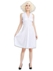 Déguisements Halloween Costume Marilyn Monroe V Cou Halter Dos Nu Blanc des années 1950 Femmes Robe patineuse
