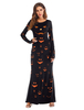 Déguisements Halloween Costume Pumpkin Dress Femmes Noir Costumes de Cosplay à Manches Longues