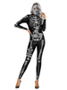Déguisements Halloween Costumes Noir Argent Femmes \ s Scary Justaucorps Jumpsuit Polyester 3D Imprimer Jumpsuit Vacances Costumes