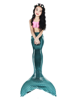 Déguisements Halloween Mermaid Costume Enfants Halter Teal Fishtail maillots de bain 2 pièces ensemble