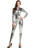 Déguisements Halloween Silver Zentai Shiny Metallic Chic Jumpsuit for Women Déguisements Halloween