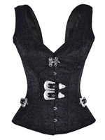 Déguisements Halloween Steampunk Corset Gilet Jacquard Overbust Femmes Gothique Taille Formateur Costume