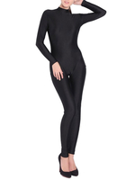 Déguisements Halloween Zentai Combinaison Noir Femmes Sexy Lycra Spandex Catsuit Sans Capuche