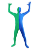 Déguisements Halloween Zentai Costumes Bleu Lycra Spandex Deux Tons Split Couleur Costumes Complets Du Corps