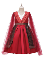 Disney Mulan 2021 Hua Mulan cosplay costume robe rouge pour les enfants Déguisements Halloween