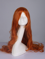 Délicate perruque 66cm-95cm orange ébouriffée en fibre résistante à la chaleur frisée