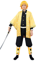 Démon Slayer Kimetsu Pas Yaiba Agatsuma Zenitsu Kimono Manteau Seulement Anime Cosplay Costume Déguisements Halloween