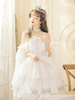 Douce Lolita JSK Robe blanche Sans Manches Perles Chaînes À Lacets Blanc Tea Party Style Lolita chic Jupe