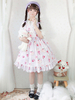 Douce Lolita JSK Robe Cadeau Cerise Sans manches Volants Lolita Robe Jupes Déguisements Halloween