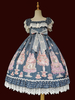 Douce Lolita JSK Robe Conte de Fée Infanta Imprimé Fleur Bleu Avec Noeud Lolita Robe Chasuble Jupes