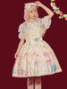 Douce Lolita Jsk Robe Enfanta Fairytale Abricot Dentelle sans manches Bowknot Lolita Jupes