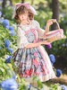 Douce Lolita Jsk Robe Fairytale Infanta Dentelle Imprimé Bleu Lolita Jumper Jupes