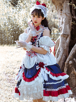 Douce Lolita Jsk Robe Fleurs sans manches à lacets Bows Navy Lolita Jumper Jupe