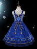 Douce Lolita JSK Robe Galaxy Print Blue Bow Jupes Lolita Jumper Déguisements Halloween
