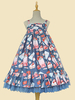 Douce Lolita JSK Robe Infanta Conte de Fée Bleu Sans Manches Volants Jupes Lolita Pull